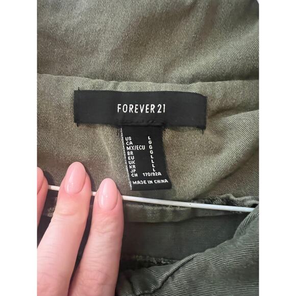 Forever 21 Army Green Utility Drawstring Cropped Jacket - Picture 2 of 3